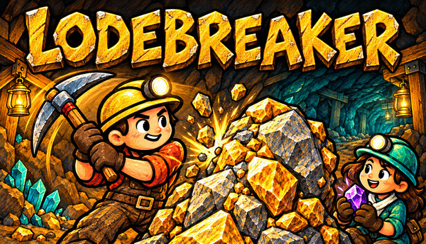 Lodebreaker: two miners discovering a glittering gold deposit